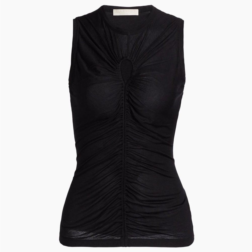 BRAND NEW Ulla Johnson Black Ruched Tank Top with Keyhole